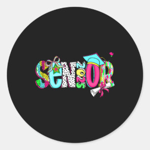 Graduation Senior 2025 Retro Cl Of 2025 Coquette B Classic Round Sticker