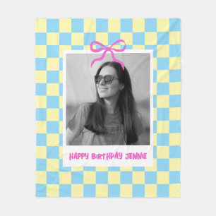 Graduation Senior Birthday Custom Photo Chequered Fleece Blanket