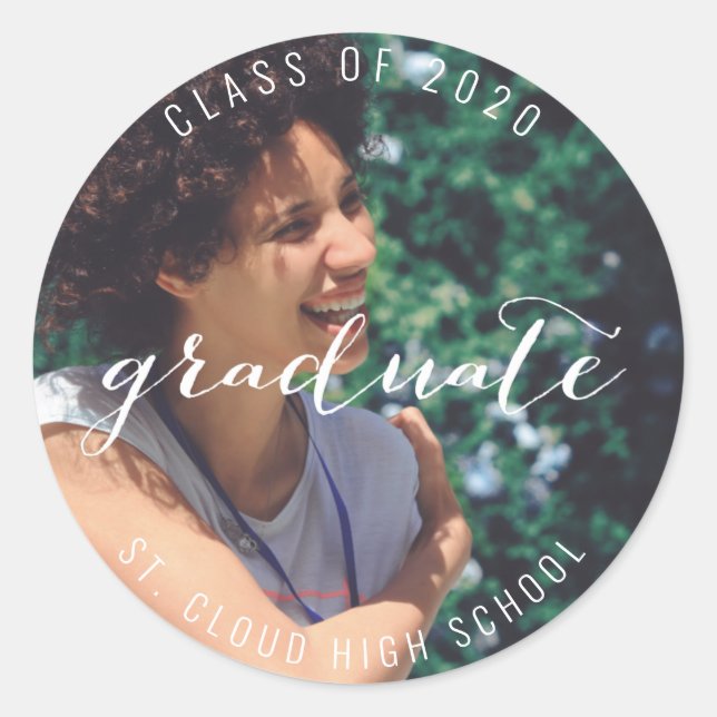 Graduation Senior Photo Graduate Classic Round Sticker (Front)
