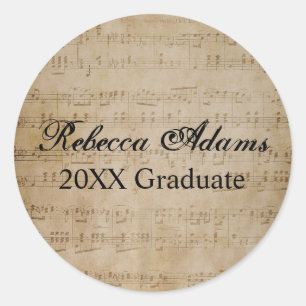 Graduation Sheet Music - Round Sticker