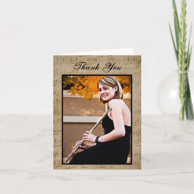 Graduation Sheet Music - Thank You Note Card (Front)