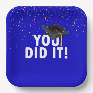 Graduation Sign and Hat in Confetti Paper Plate
