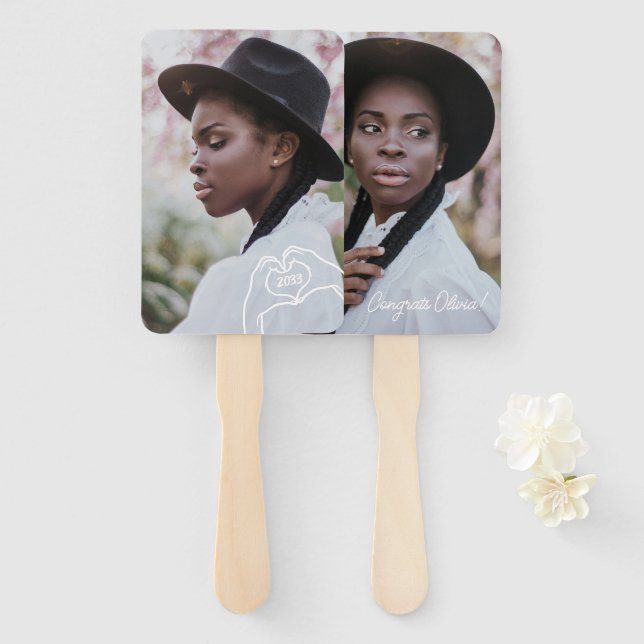 Graduation Sign Custom Photo Fan Set (Front and Back)