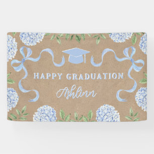 Graduation Sign, Kraft Colored Blue Hydrangea Med. Banner