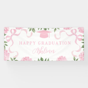 Graduation Sign, Pink Hydrangea, White Banner