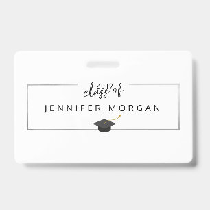 Graduation silver faux foil Elegant Badge ID Badge