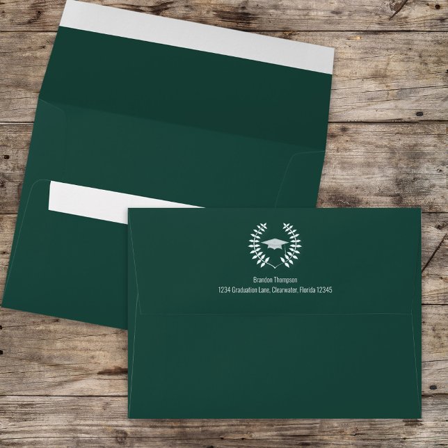 Graduation Simple Classic Laureate Dark Green Envelope (Creator Uploaded)