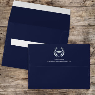 Graduation Simple Classic Laureate Navy Blue Envelope