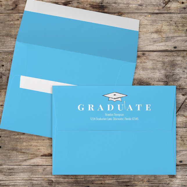 Graduation Simple Classic Modern Carolina Blue Envelope (Creator Uploaded)
