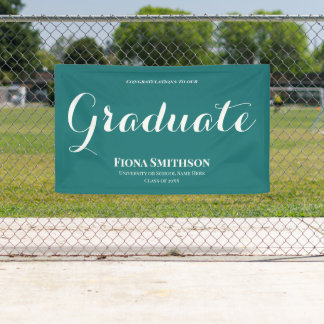 Graduation Simple Elegant Green Outdoor Banner