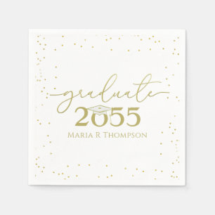 Graduation Simple Elegant Minimalist Gold Modern Napkin