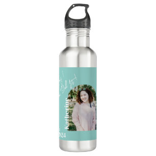 Graduation Simple Foliage Aqua Water Bottle