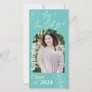 Graduation Simple Foliage Photo Aqua