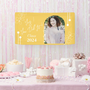 Graduation Simple Foliage Photo Mustard Banner