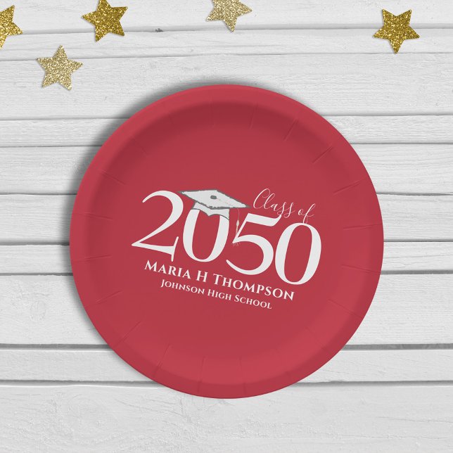 Graduation Simple Modern Minimalist Mortarboard Paper Plate (Creator Uploaded)