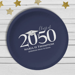 Graduation Simple Modern Minimalist Mortarboard Paper Plate