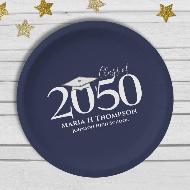 Graduation Simple Modern Minimalist Mortarboard Paper Plate (Creator Uploaded)