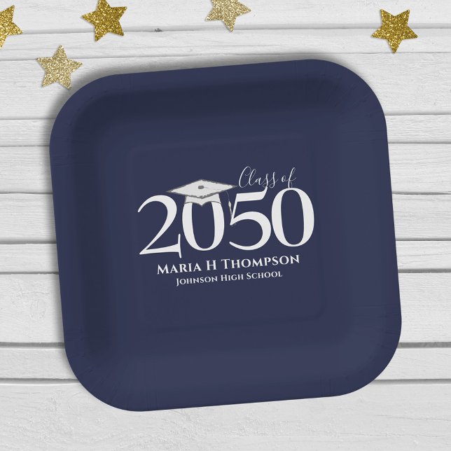 Graduation Simple Modern Minimalist Mortarboard Paper Plate (Creator Uploaded)