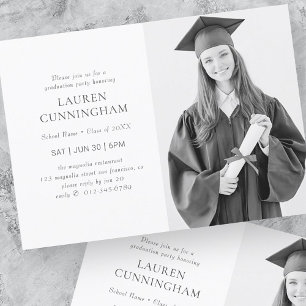 Graduation Simple Modern Minimalist Photo Invitation