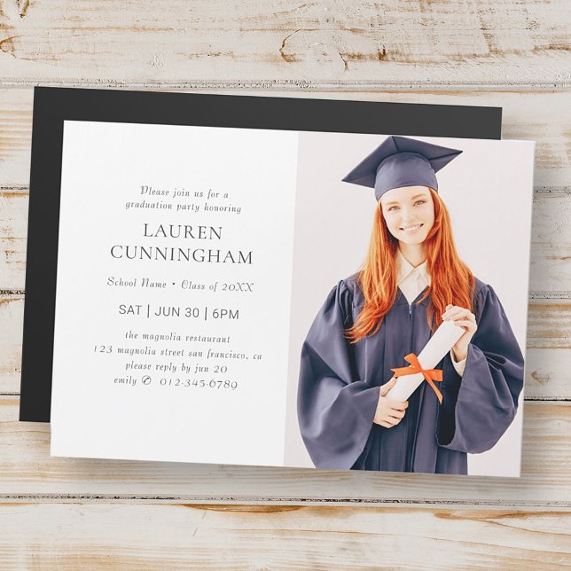 Graduation Simple Modern Minimalist Photo Magnetic Invitation (Creator Uploaded)