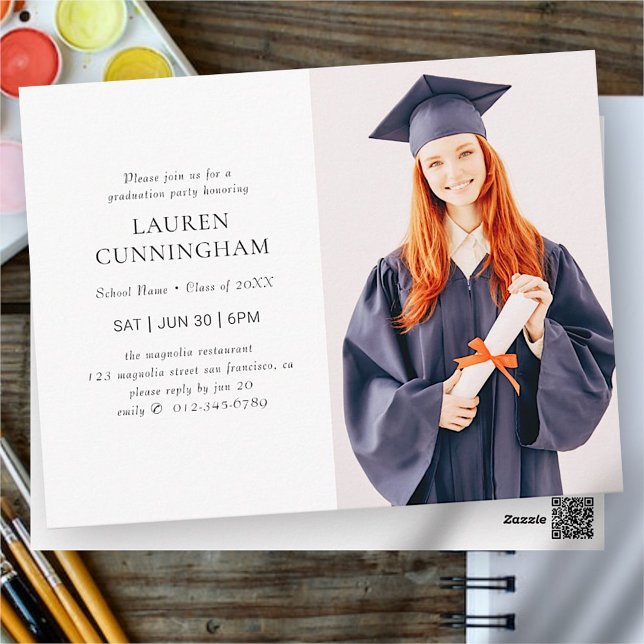 Graduation Simple Modern Minimalist Photo Postcard (Creator Uploaded)