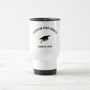 Graduation simple text travel mug