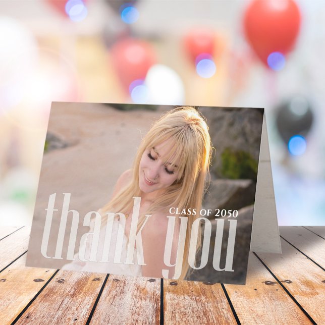 Graduation Simple Thank You Photo Card (Creator Uploaded)
