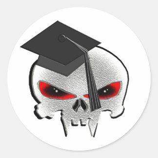 Graduation Skull Classic Round Sticker