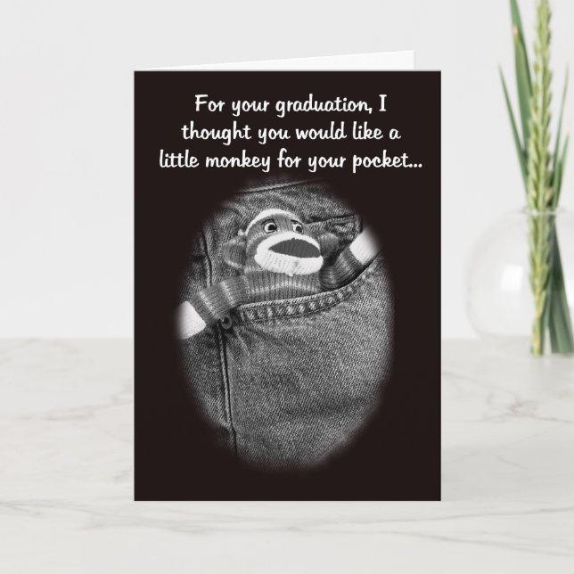 Graduation Sock Monkey Money Holder Card (Front)