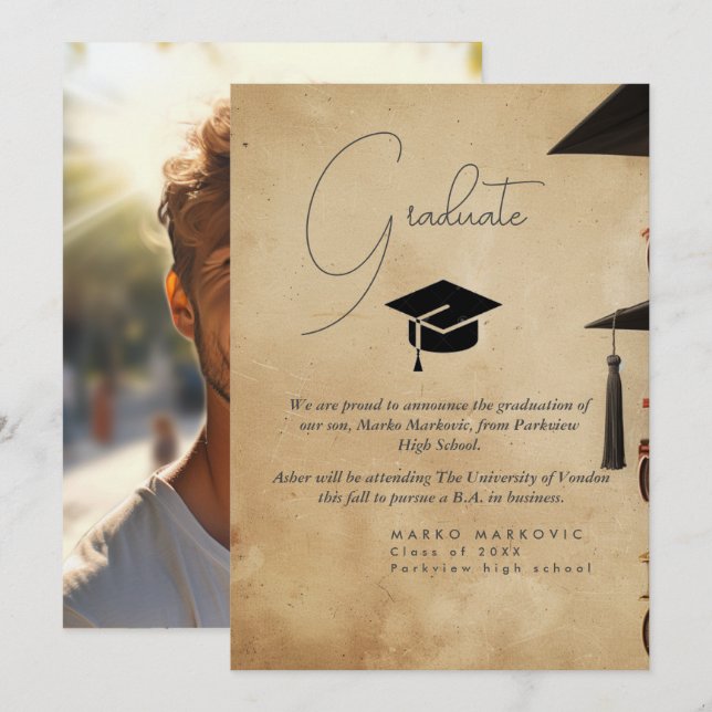 Graduation Son I Cap Announcement (Front/Back)