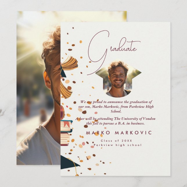 Graduation Son I Red Announcement (Front/Back)