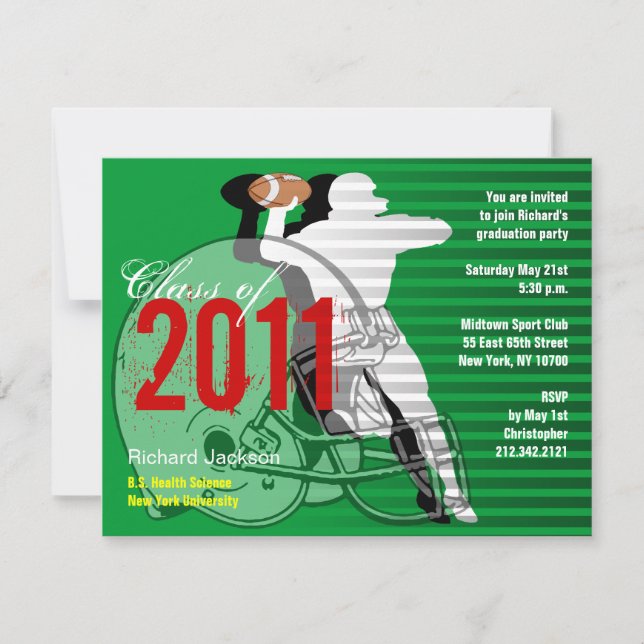 Graduation Sport Party Invitation Football (Front)