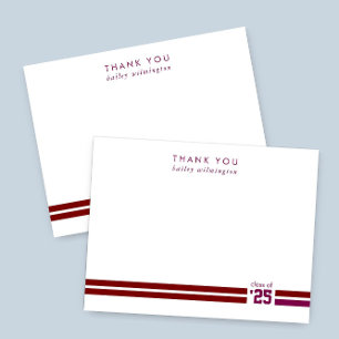 Graduation Sporty Stripes Thank You Card