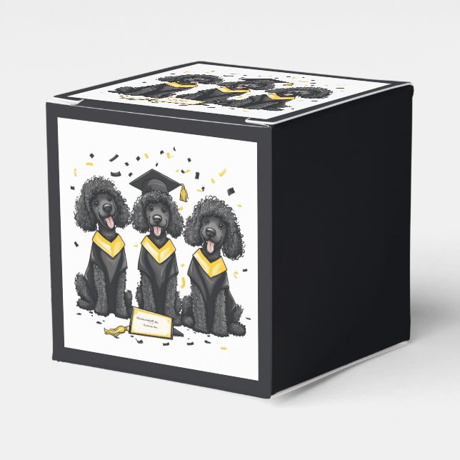 Graduation Standard Poodle Dogs Favour Box (Front Side)