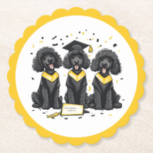 Graduation Standard Poodle Dogs Paper Coaster
