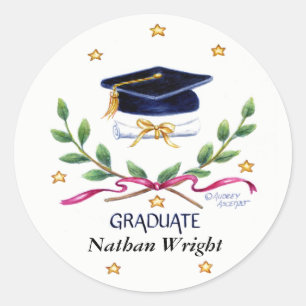 Graduation Stickers Victory Emblem Round