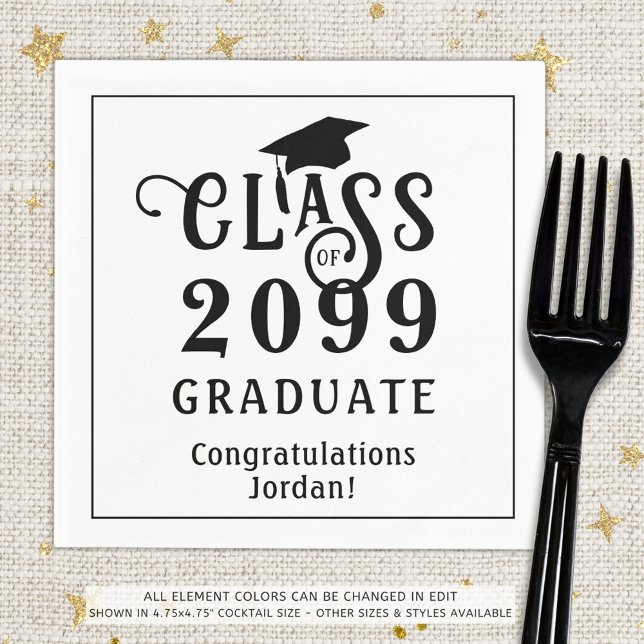 Graduation Stylish Class Year Custom Colours Napkin (Creator Uploaded)