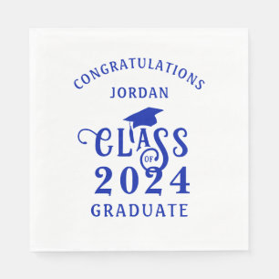 Graduation Stylish Royal Blue Class Year Napkin