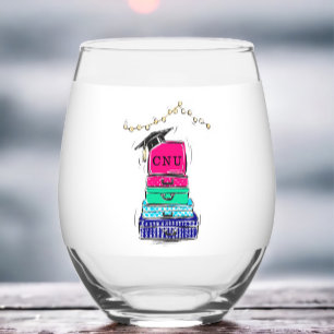 Graduation Suitcases Personalised College Initials Stemless Wine Glass