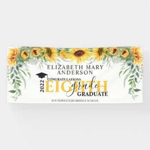 Graduation Sunflower Floral Middle School Banner