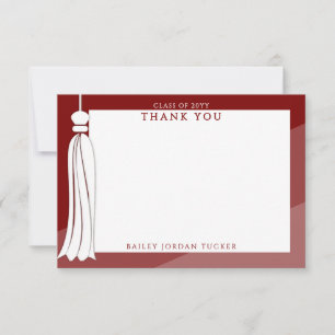 Graduation Tassel Dark Red Ombre Thank You Card