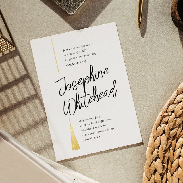 Graduation Tassel Modern Party Foil Invitation (Creator Uploaded)
