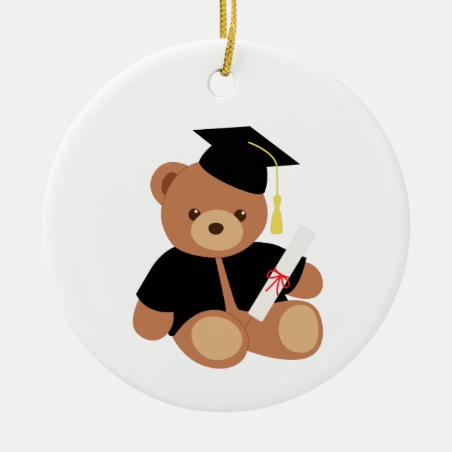 Graduation Teddy Bear Ceramic Tree Decoration (Front)