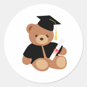 Graduation Teddy Bear Classic Round Sticker
