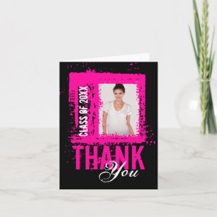 Graduation Thank You Blank Card Add Photo Pink