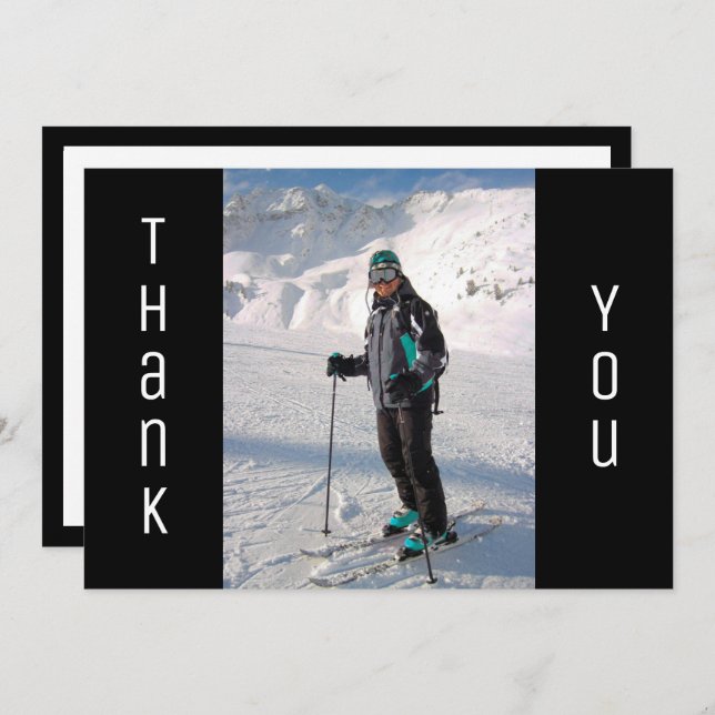 Graduation Thank You Bold Black & White Grad Photo Announcement (Front/Back)