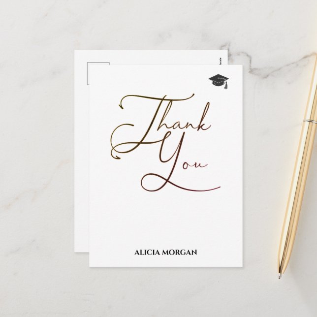 Graduation Thank You Card | Asmelina Harley Script (Front/Back In Situ)