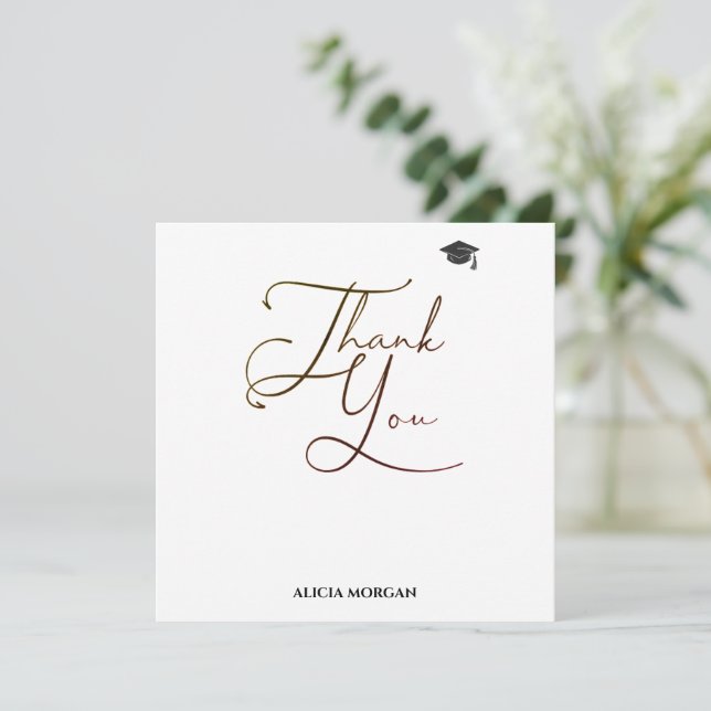 Graduation Thank You Card | Asmelina Harley Script (Standing Front)