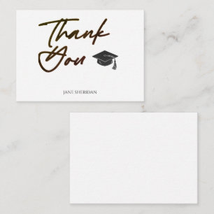 Graduation Thank You Card Black Font Bold Minimal