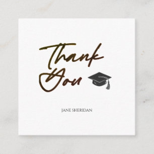 Graduation Thank You Card Black Font Bold Minimal